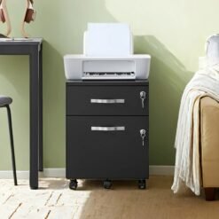 Lockable File Cabinet with 2 Drawers, Black