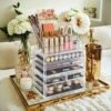 Large Acrylic Make up Organiser, Stackable Cosmetic Box with 6 Drawers, for Palette
