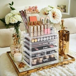 Large Acrylic Make up Organiser, Stackable Cosmetic Box with 6 Drawers, for Palette