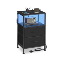 BELLAH Collection - Bedside Table with Charging Station Ink Black