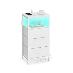 BELLAH Collection - Bedside Table with Charging Station Cloud White