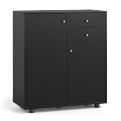 Kitchen Sideboard Buffet Cabinet with 3 Adjustable Shelves-Dark Grey