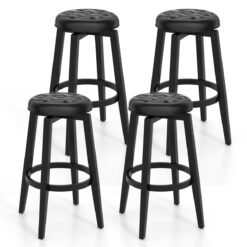 Swivel Bar Stool Set of 4 with Footrest Retro-Black