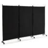 3-Panel Folding Room Divider with Wheels for Living Room Bedroom-Black