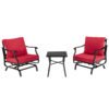 3 Pieces Rocking Garden Furniture Set with Cushions for Balcony Yard-Red