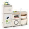 Kids Toy Storage Organizer with Magnetic Whiteboard Removable Sink & Faucet-Beige