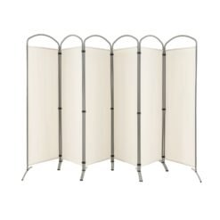 6 Panel Freestanding Folding Room Divider for Home Office-Cream