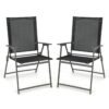 2 Piece Patio Folding Dining Chair Set with Weather-resistant Fabric-Black