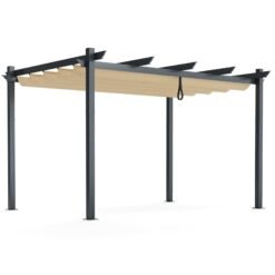 3 x 4 M Outdoor Retractable Pergola with Sun Shade Canopy-Beige