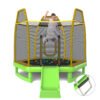 7 Feet Hexagonal Trampoline with Slide and Safety Enclosure Net-Green