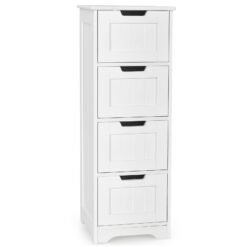 Floor Storage Cabinet Freestanding Bathroom Cabinet with 4 Drawers-White