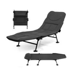 Folding Camping Cot with Detachable Mattress and 6-Position Adjustable Backrest-Grey