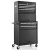 Lockable Tool Storage Cabinet with Handle, Drawers, Wheels and EVA Liner-Black