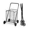Heavy Duty Folding Shopping Cart with 83L Metal Basket-Black