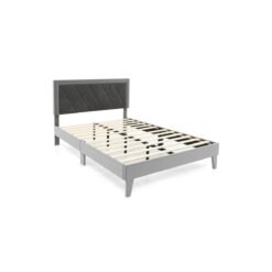 Single/Double Platform Bed with High Headboard &12 Wooden Slats-Double Size