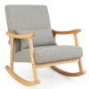 Upholstered Rocking Chair Modern Rocker with Rubber Wood Frame-Grey