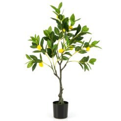 80/120/160cm Tall Fake Lemon Plant with Lemon Fruits and Cement Pot-0.8M