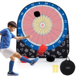 Large Dart Board for Kids Foldable and Portable Dartboard with 4 Kick Balls-Black