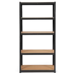 5-Tier Storage Rack with Boltless Shelving and Adjustable Shelves-Black