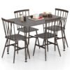 5-Piece Dining Table Set for 4 with Swivel Feet for Living Room-Grey