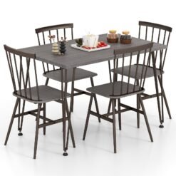 5-Piece Dining Table Set for 4 with Swivel Feet for Living Room-Grey