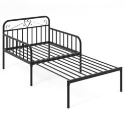 Extendable Daybed to Single Size Bed with Trundle for Adults and Guests-Black