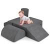 6-Piece Baby Climbing Blocks with Skin-Friendly Chenille Fabric-Grey