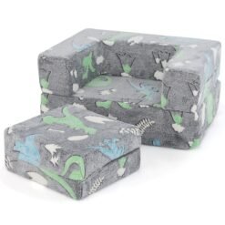 Toddler Play Couch with Machine Washable Cover and High-density Foam Filling-Grey