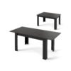 Extendable Dining Table with Adjustable Tabletop-Black
