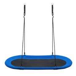 150 cm Oval Swing with Height-Adjustable Rope for Outdoor Indoor-Blue