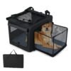 Foldable Dog Crate with Openings and Window Mesh Inner Basket-S
