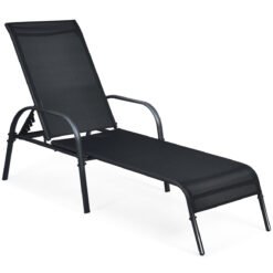 Versatile Chaise Lounge Chair with 5 Adjustable Positions Iron Construction-Black