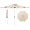 290 CM Patio Umbrella with Crank and 8 Sturdy Ribs for Garden Yard-Beige