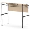 Outdoor Patio BBQ Canopy with Metal Shelves and Hooks-Beige