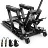 680KG Motorcycle Lift Jack with 4 Wheels and Footplates-Black