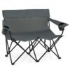 Double Camping Chair with Cup Holders and Carrying Bag-Grey
