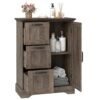 Floor Cabinet with Barn Door and 3 Storage Drawers-Rustic Oak