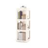 Foldable Rotating Bookshelf 3-Tier Revolving Bookshelf Tower-White