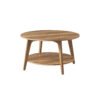 2-Tier Round Coffee Table with Storage Honey Brown