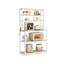 Kitchen Storage Rack with 6 Shelves and 6 Hooks