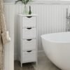Freestanding Storage Cabinet for Bathroom, with Drawers, Modern Bathroom Storage Organiser Unit, White