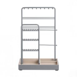 Jewellery Organizer with Metal Frame and Velvet-Lined Tray, Display Stand for Earrings