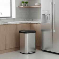 Large Stainless Steel Pedal Bin, 13 Gallon Garbage Can with Soft Close Lid