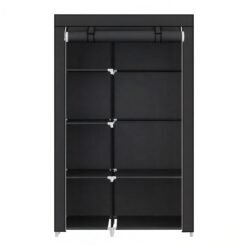 Portable Closet Organizer with 6 Shelves And Hanging Rail, Non-Woven Fabric Storage Cabinet With Metal Frame