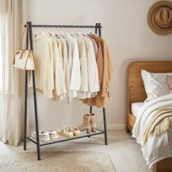 Clothes Rack with Iron Structure, Garment Rack with Hanging Rail
