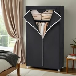 Foldable Fabric Wardrobe With Hanging Rail, Portable Closet Organizer for Clothes