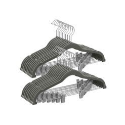 20-Pack Trouser Hangers, Non-Slip Velvet Hangers, Adjustable Clips