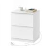 Nightstand with Charging Station, Bedside Table with Drawers