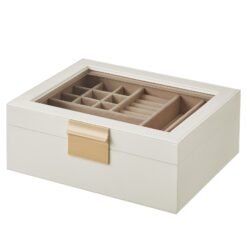 Jewellery Organiser with Glass Lid, Removable Tray