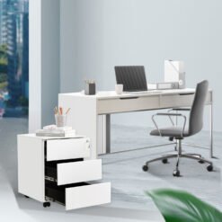 Mobile Desk Cabinet Lockable with 3 Drawers, Document and Stationery Storage